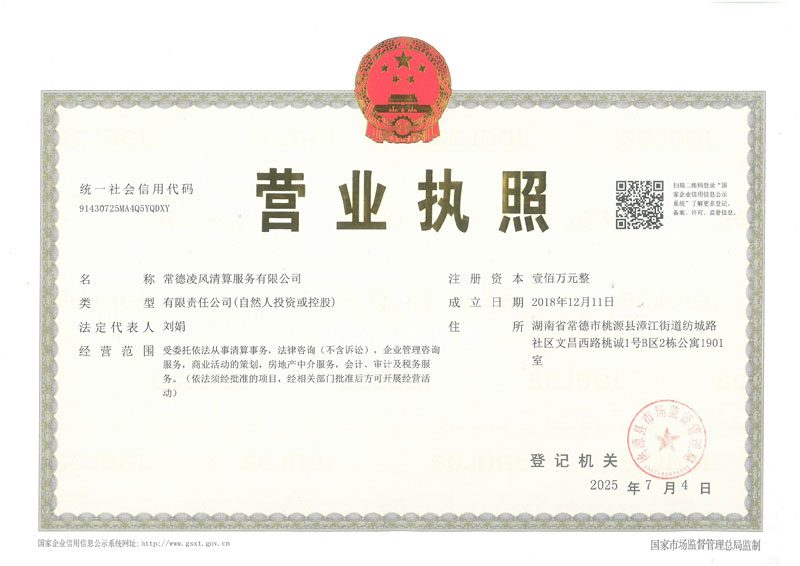 常德凌风清算服务有限公司营业执照